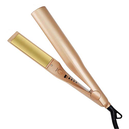 Twisted Hair Straightener 2 in 1 Straightening Curling Iron 1 inch Titanium-Plated Flat Iron for Hair Styling Tools, Gold