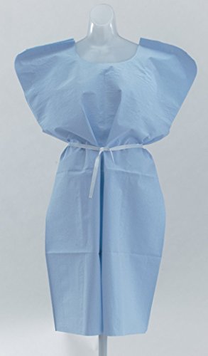 Disposable Patient Gowns, 3-Ply T/P/T, Blue, X-Ray, 30' x 42' - Qty of 50