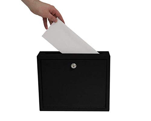 AdirOffice Multi Purpose Mail Box with Lock - Heavy Duty Drop Box - Commercial Suggestion Box -Wall Mountable Safe and Secure Ballot Box - 3' x 10' x 12' - Black