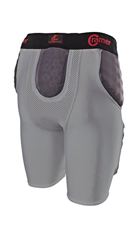 Cramer Lightning 5 Pad Football Girdle With Integrated Hip, Tail and Thigh Pads, Anti-Bacterial and Moisture-Wicking Fabric, Great Protection Without Impeding Athletic Performance, Gray, Medium