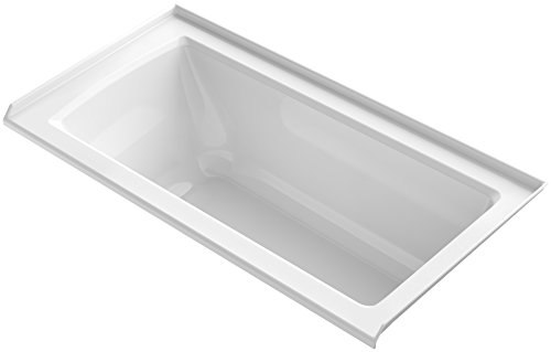 KOHLER K-1946-R-0 Alcove Bath with Tile Flange and Right-Hand Drain, 60' x 30', White