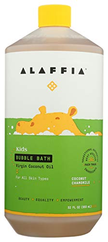 Alaffia Everyday Coconut Bubble Bath for Babies and Kids, Gentle for Sensitive to Very Dry Skin Types, Ethically Traded, Non-GMO, Coconut Chamomile, 32 Ounces