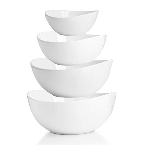 Sweese 105.401 Porcelain Bowls 10-18-28-42 Ounce Various Size Bowl Set - Set of 4, White