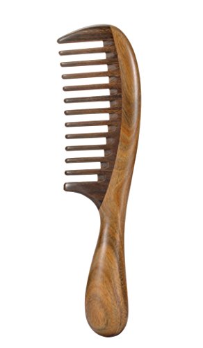Louise Maelys Hair Comb Wooden Wide Tooth Comb for Curly Hair Detangling Sandalwood Comb