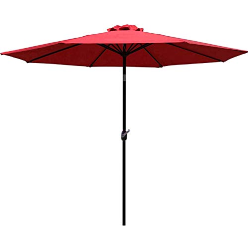 Sunnyglade 9' Patio Umbrella Outdoor Table Umbrella with 8 Sturdy Ribs (Red)