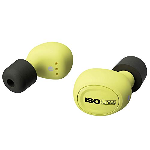 ISOtunes FREE True Wireless Earplug Earbuds, 22 dB Noise Reduction Rating, 21 Hour Battery, Noise Cancelling Mic, OSHA Compliant Bluetooth Hearing Protector (Safety Yellow)