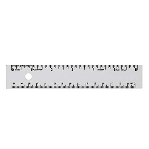 Alumicolor Aluminum Straight Edge with Center Finding Back, 6IN, Silver