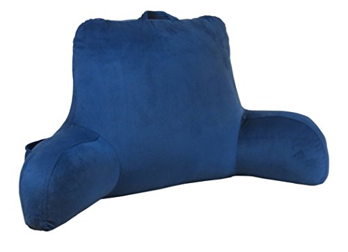 Klear Vu Velour Bed Rest Back Support Pillow with Pocket and Handle, One Size, Navy