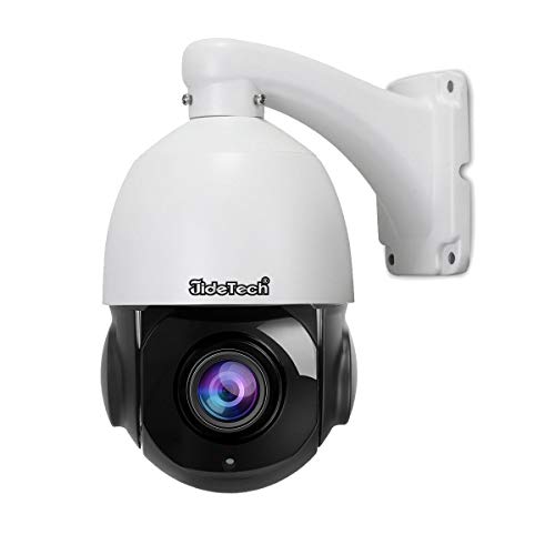 High Speed 5MP H.265 PTZ POE IP Security Dome Camera with 20X Optical Zoom Built in Two Way Audio Waterproof IR-Cut Night Vision Support SD Card for Indoor and Outdoor Security Surveillance