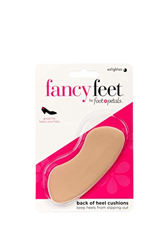 Foot Petals Fancy Feet Back of Heel Cushions - One Pair of Cushioned Heel Inserts to Prevent Rubbing and Blisters from Uncomfortable Shoes, Khaki