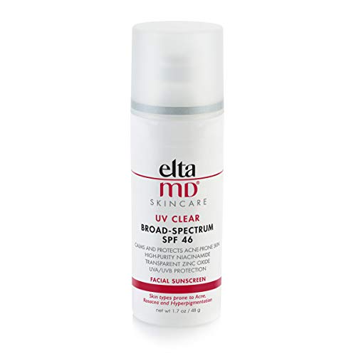 EltaMD UV Clear Facial Sunscreen Broad-Spectrum SPF 46 for Sensitive or Acne-Prone Skin, Oil-Free, Dermatologist-Recommended Mineral-Based Zinc Oxide Formula, 1.7 oz