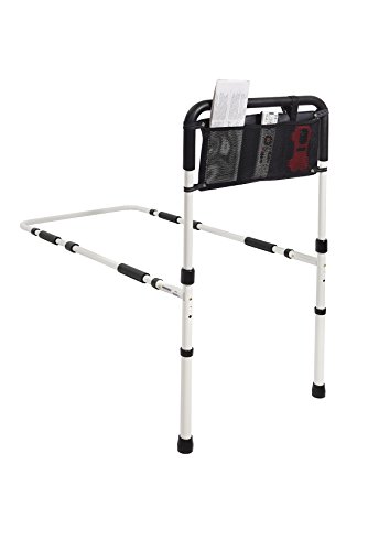 Essential Medical Supply Height Adjustable Hand Bed Rail with Floor Support and Three Pocket Pouch