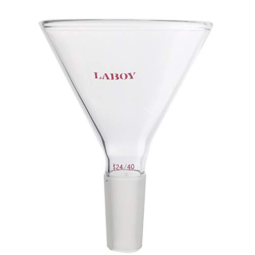 Laboy Glass Jointed Powder Funnel Filter Funnel Glass Funnel Short Stem with 100mm Top O.D.& 24/40 Inner Joint Organic Chemistry Lab Glassware