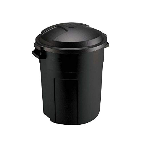 Home & Comforts Trash Can with Lid Roughneck Round Black Outdoor Heavy Duty 20 Gal - Trash can with lid - Kitchen Trash can - Outdoor Trash can for Patio Camping Trash can - Camping Trash can.