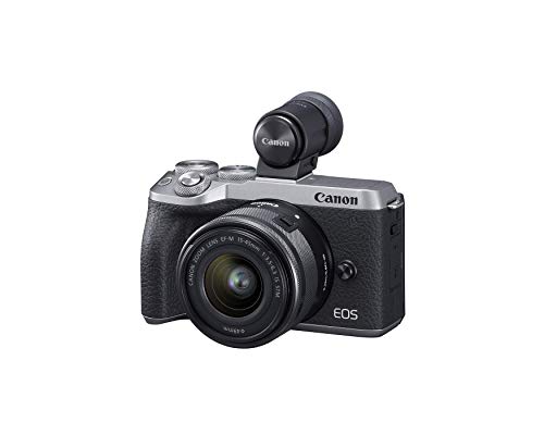 Canon EOS M6 Mark II Mirrorless Digital Compact Camera + EF-M 15-45mm F/3.5-6.3 IS STM + EVF Kit, Silver