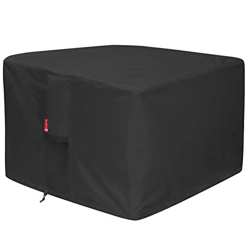 Gas Fire Pit Cover Square - Premium Patio Outdoor Cover Heavy Duty Fabric with PVC Coating,100% Waterproof,Anti-Crack,Fits for 30 inch,31 inch,32 inch Fire Pit / Table Cover (32”L x 32”W x 24”H,Black)