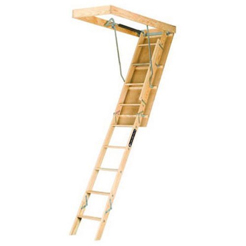 Louisville Ladder 22.5-by-54-Inch Wooden Attic Ladder, Fits 8-Foot 9-Inch to 10-Foot Ceiling Height, 250-Pound Capacity, L224P