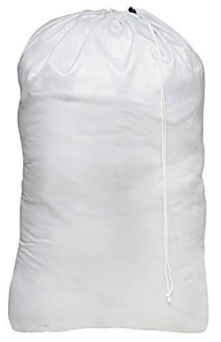 Nylon Laundry Bag - Locking Drawstring Closure and Machine Washable. These Large Bags Will Fit a Laundry Basket or Hamper and Strong Enough to Carry up to Three Loads of Clothes. (White)