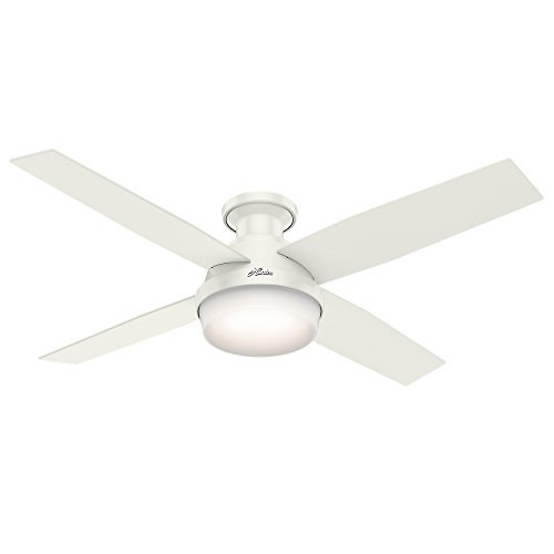 HUNTER 59242 Dempsey Indoor Low Profile Ceiling Fan with LED Light and Remote Control, 52', White