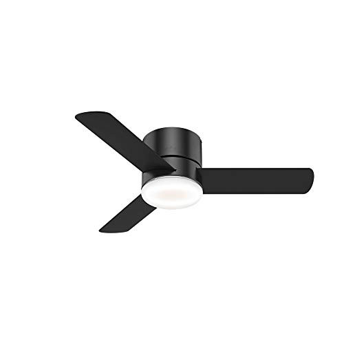 Hunter Minimus Indoor Low Profile Ceiling Fan with LED Light and Remote Control, 44', Matte Black