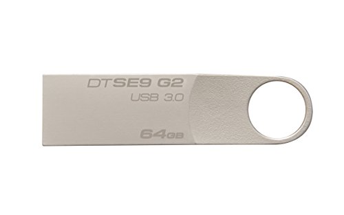 Kingston Digital 64 GB Data Traveler SE9 G2 USB 3.0 Flash Drive (DTSE9G2/64GBET), Silver