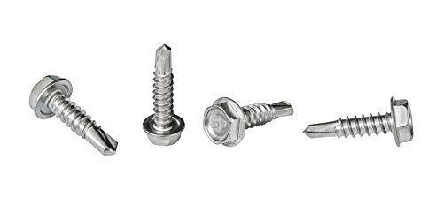 #10 x 3/4'' Hex Washer Head Self-Drilling Tek Screw Zinc Plated Steel for Attaches Sheet Metal Steel or Steel to Metal - Box of 100