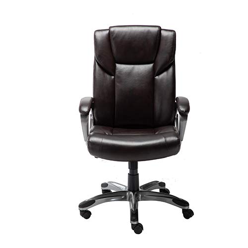 AmazonBasics High-Back Bonded Leather Executive Office Computer Desk Chair - Brown