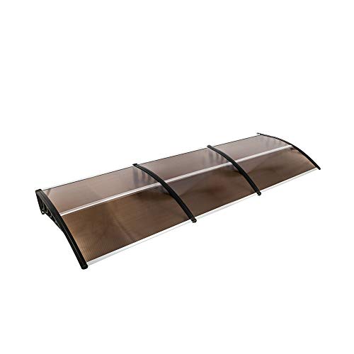 Festnight 118' x 39' Door Window Awning Canopy Porch Outdoor Patio Polycarbonate Sun Shade Shelter Rain Snow Eaves Cover Overhead Canopy Household Application (Brown)