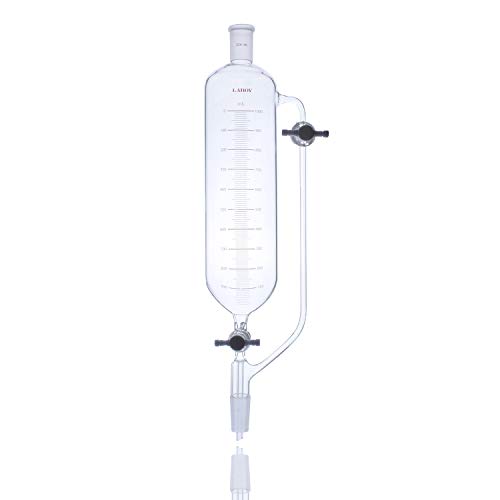 Laboy Glass 1000mL Addition Graduated Pressure Equalizing Dropping Funnel with 24/40 Joints & Two 4mm PTFE Stopcocks Chemistry Lab Glassware