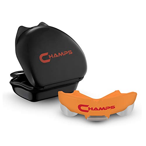 Champs Breathable Mouthguard for Boxing, Jiu Jitsu, MMA, Muay Thai, Sports, and Wrestling. Easy Fit Boxing Mouthguard Super Tough MMA Mouthguard. Combat Sports Mouthpiece (Orange, Ages 10 and Above)