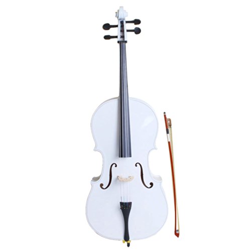4/4 Acoustic Cello with Case,Bow,Rosin (White)