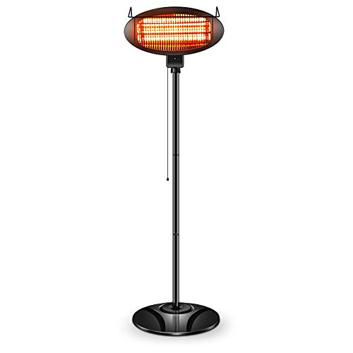 TRUSTECH Electric Outdoor Heater - Halogen Patio Heater, Waterproof Space Heater with 3 Power Levels for Patio, 500/1000/1500W, Courtyard, Garage Use, Overheat Protection, Tip-Over Shut Off