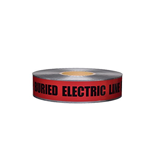 Swanson Tool Co DETR21005 2 inch x 1000 Foot 5 Mil DETECTABLE Safety Tape'Caution Buried Electric Line Below' Red/Black Print