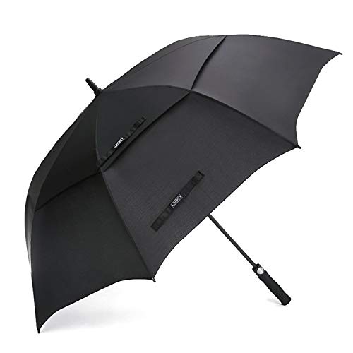 G4Free 62 Inch Automatic Open Golf Umbrella Extra Large Oversize Double Canopy Vented Windproof Waterproof Stick Umbrellas (Black)