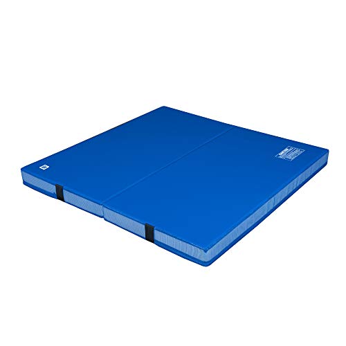 We Sell Mats 4 Inch Thick Bifolding Gymnastics Crash Landing Mat Pad, Safety for Tumbling, Back Handspring Training and Cheerleading, 4 ft x 4 ft, Blue