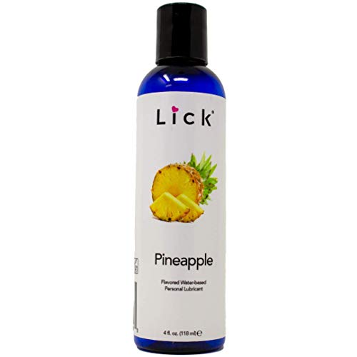 Lick Pineapple Flavored Lick Water-Based for Sex, 4 oz - Edible Lubricant for Sex with All Natural Organic Ingredients - Safe Use with Condoms and Toys