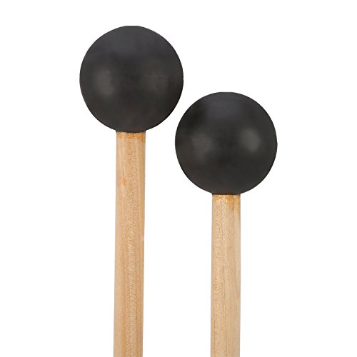 Shappy Bell Mallets Glockenspiel Sticks, Rubber Mallet Percussion with Wood Handle, 15 Inch Long (Black)