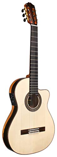 Cordoba 55FCE Negra Ziricote Thin Body Cutaway Classical Acoustic-Electric Nylon String Guitar, Espana Series (made in Spain) with Humidified Hardshell Case