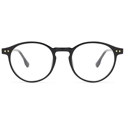 Livho Blue Light Glasses Women Men for Computer/Gaming/TV, Fashion & Stylish Round Glasses Frame, Anti Glare, Eyestrain & Headache (Light Black)