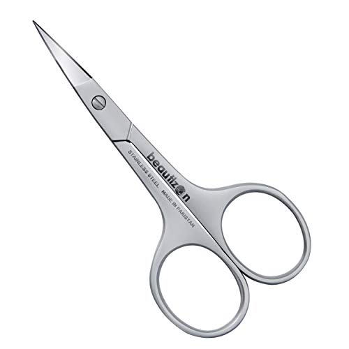 Professional Nail Cuticle Scissor Stainless Steel to Trim Nails Eyebrows Nose Hair Eyelashes Mustache Beard - Curved Sharp Blade 3.5 Inch