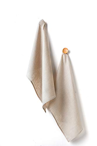 Solino Home Linen Kitchen Towel - 100% Pure Linen 17 x 26 Inch Set of 2 - Natural Fabric Handcrafted, Natural
