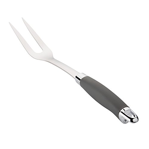 Anolon SureGrip Stainless Steel Meat Fork/Kitchen Tool, 13.25 Inch, Gray