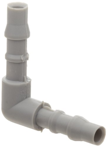 Tefen Nylon 66 Hose Fitting, 90 Degree Elbow, Gray, 5/16' Hose ID (Pack of 10)