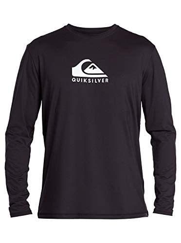 Quiksilver Men's Solid Streak LS Long Sleeve Rashguard SURF Shirt, Black, X-Large