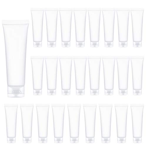 100ml Empty Tubes Soft Tubes Squeeze Bottle With Flip Cap Clear Refillable Containers for Cosmetics, Set of 28 PCS