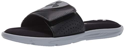 Under Armour Men's Ignite VI SL Slide Sandal, Black (002)/Steel, 14 M US