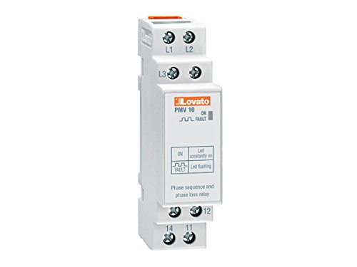 Lovato Electric PMV10A440 Inc - Voltage Monitoring Relay for Three-Phase System, Without Neutral, Phase Loss and Incorrect Phase Sequence, 208-480Vac 50/60Hz