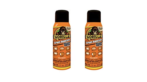 Gorilla Heavy Duty Spray Adhesive, Multipurpose and Repositionable, 11 ounce, Clear, (Pack of 2)