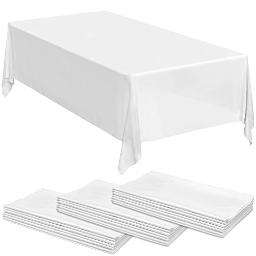 24 White Premium Plastic Tablecloth - 108 X 54 Plastic Table Cloth | Disposable Tablecloths | White Tablecloths | Plastic Table Cover | Paper Tablecloths for BBQ, Party, Fine Dining, Wedding ,Outdoor