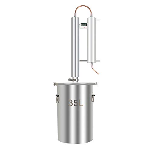 Alcohol Distiller, Home Brewing Kit Moonshine Ethanol Still Wine Making Starter Sets Stainless Steel Boiler, US Shipping (35L)